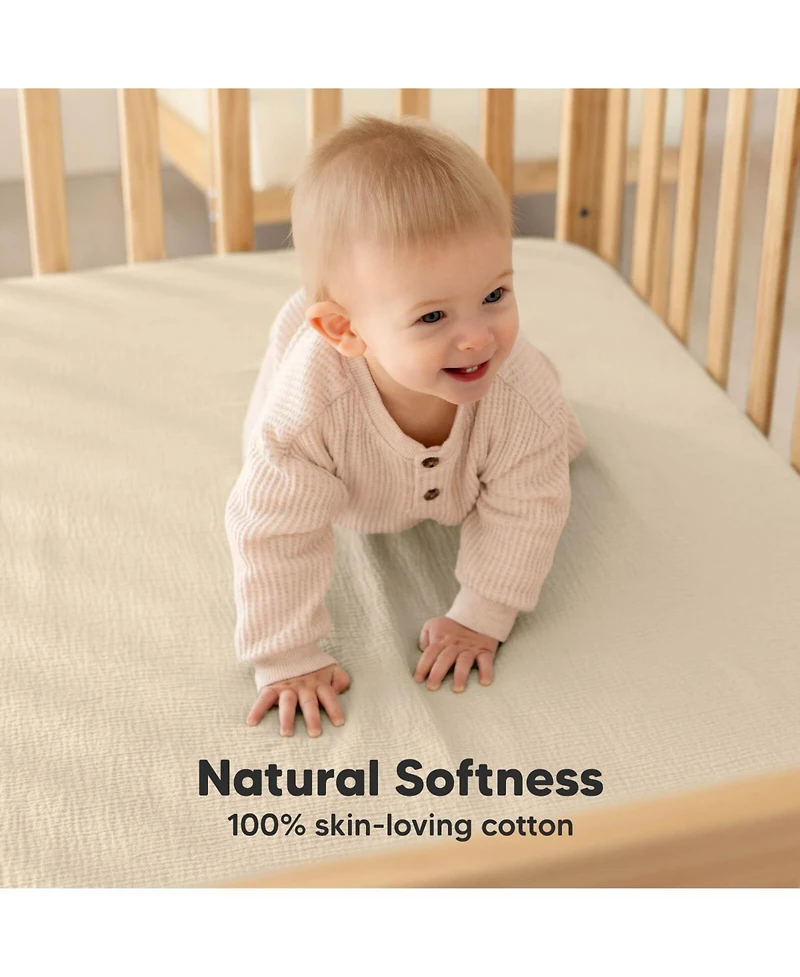 KeaBabies Lyra Muslin Crib Sheets for Boys, Girls, 2pk 52x28 Cotton Baby Mattress Fitted, Soft, Breathable