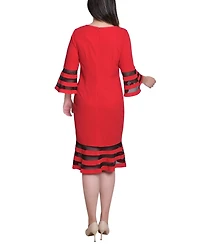 Ny Collection Women's Shadow Stripe Elbow Sleeve Dress