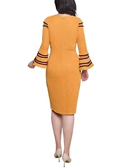 Ny Collection Women's Long Bell Sleeve Dress