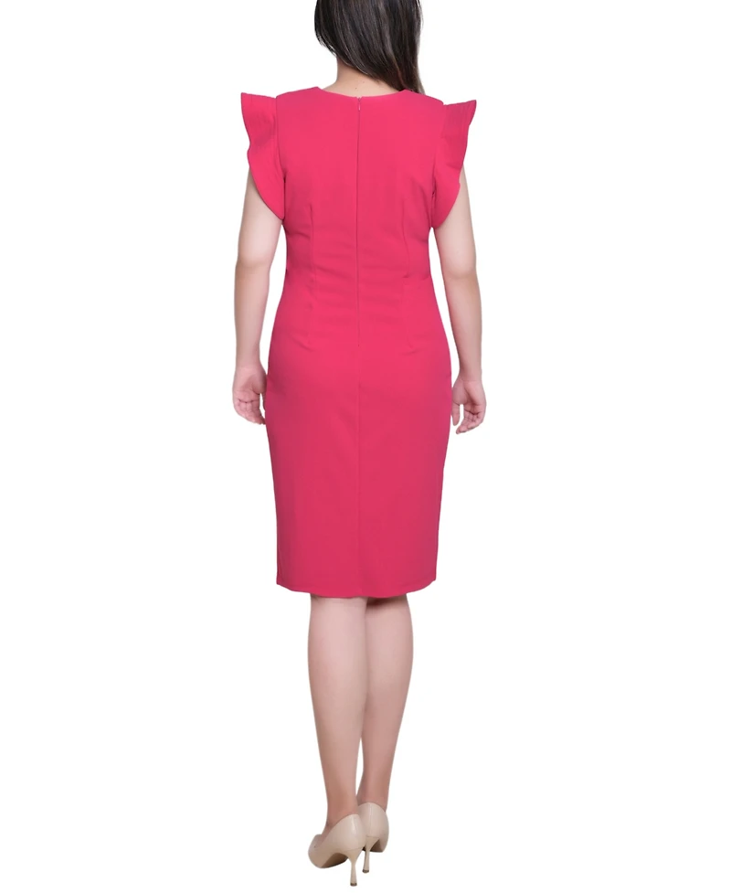 Ny Collection Women's Ruffle Sleeve Scuba Dress