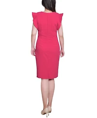 Ny Collection Women's Ruffle Sleeve Scuba Dress