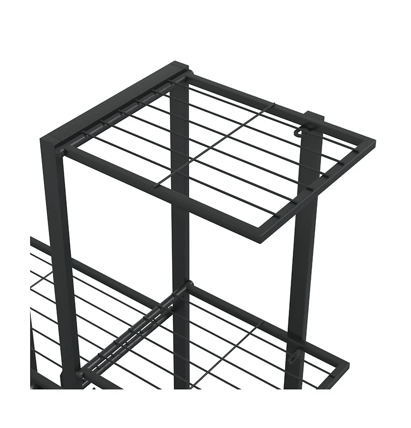Flower Stand with Wheel 37.2"x9.8"x36.4" Black Metal