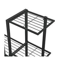 Flower Stand with Wheel 37.2"x9.8"x36.4" Black Metal