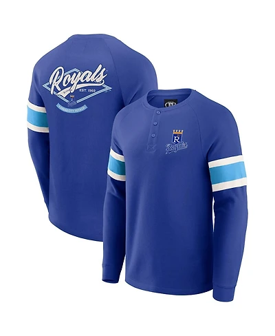 Darius Rucker Collection by Fanatics Men's Royal Kansas City Royals Waffle-Knit Raglan Long Sleeve Henley T-Shirt