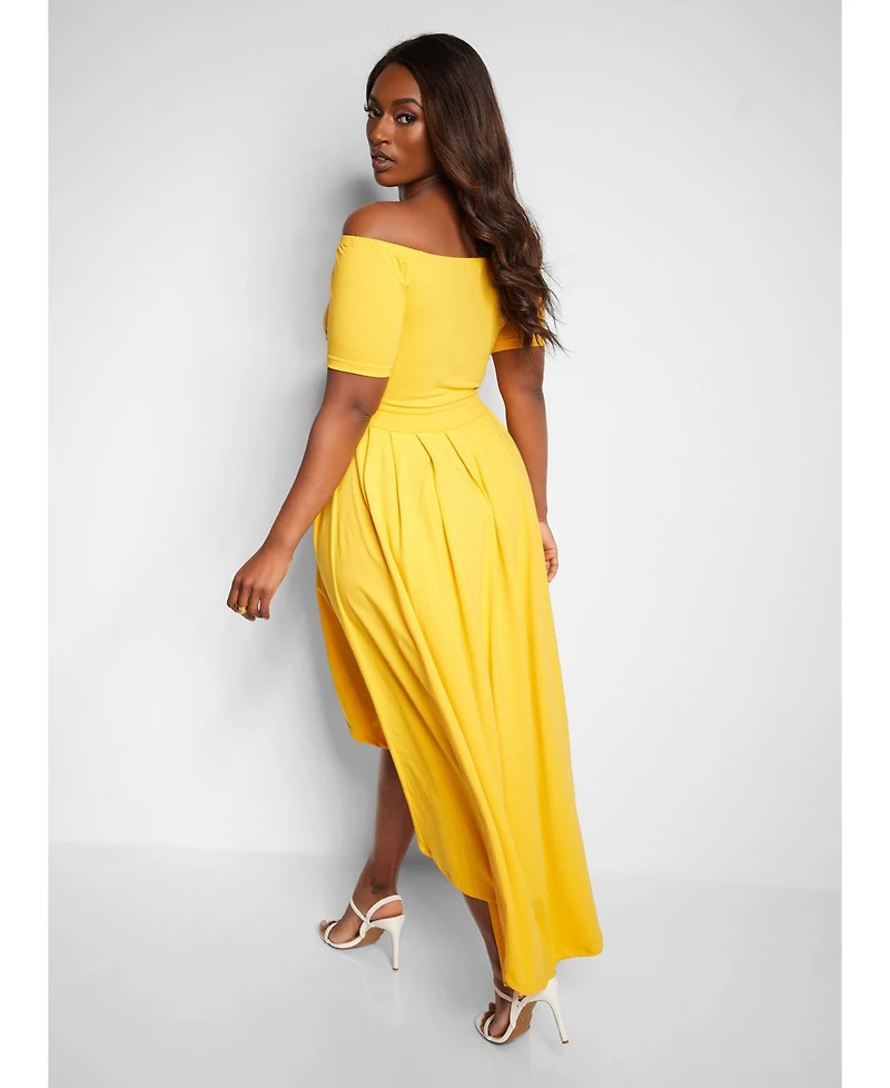 Rebdolls Plus Off Shoulder Cut Out Midi Skater Dress