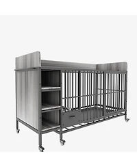Aostirmotor 57 in. W x 33 in. H x 24 in. D Large Pet Cage with Storage Rack Drawers with Stainless Steel Food in Black
