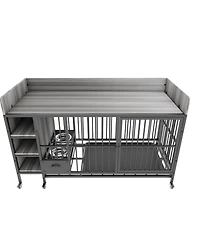 Aostirmotor 57 in. W x 33 in. H x 24 in. D Large Pet Cage with Storage Rack Drawers with Stainless Steel Food in Black