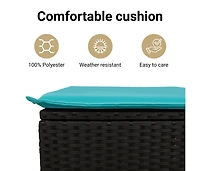 vidaXL Patio Sofa with Cushions 2-Seater Black Poly Rattan