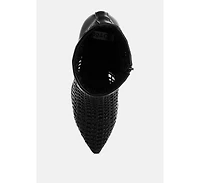 Artisole Woven Pleather Block Boots Women