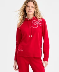 Nautica Jeans Women's Embellished Bow Hooded Sweatshirt