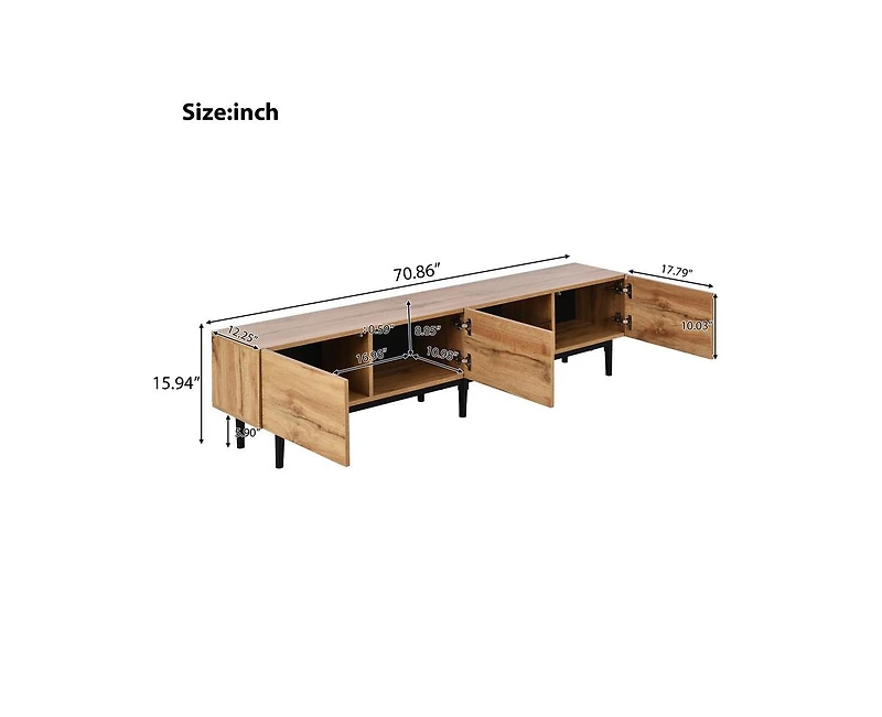 Casainc Tv Stand with 4 Cabinets& Open Shelves, Color-matching Media Console Table for TVs up to 80" with Led Light