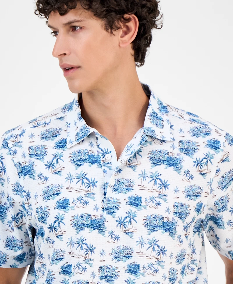 Tommy Bahama Men's Coast Short Sleeve Palm Scape Print Polo Shirt