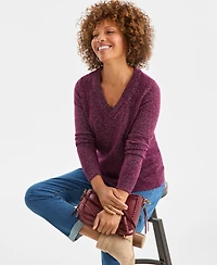 Style & Co Women's V-Neck Shine Sweater, Macy's Exclusive