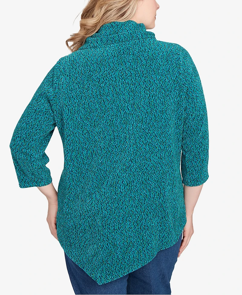 Ruby Rd. Plus Spacedye Chenille Split Cowl Neck Top
