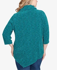 Ruby Rd. Plus Spacedye Chenille Split Cowl Neck Top