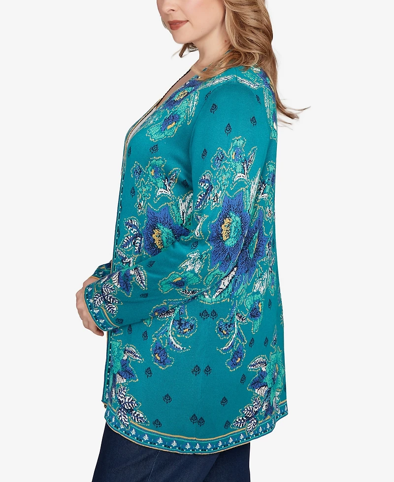 Ruby Rd. Plus Floral Open Front Cardigan Sweater