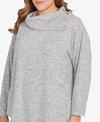 Ruby Rd. Plus Heather Cozy Knit Split Cowl Top