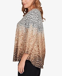 Ruby Rd. Plus Embellished Animal Print Cozy Top