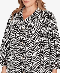 Ruby Rd. Plus Zebra Collared Knit Swing Jacket