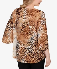 Ruby Rd. Plus Tie Dye Zebra Jacquard Textured Top