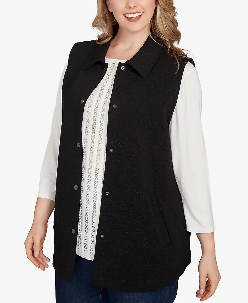 Ruby Rd. Plus Quilted Terry Inner Beauty Vest Jacket