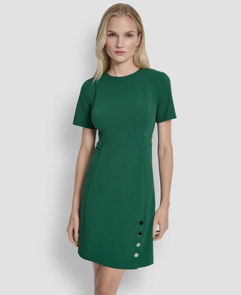 Dkny Petite Short Sleeve Jewel Neck Sheath Dress