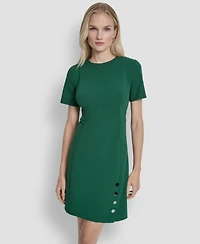 Dkny Petite Short Sleeve Jewel Neck Sheath Dress