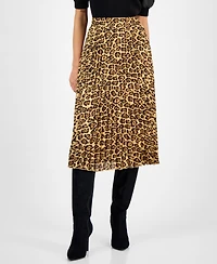 T Tahari Women's Pleated Printed Midi Skirt