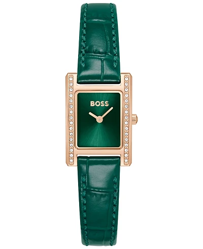Hugo Boss Women's Lucy Precious Quartz Basic Mini Green Leather Watch, 18.50mm