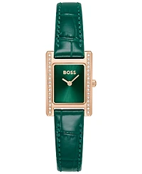 Hugo Boss Women's Lucy Precious Quartz Basic Mini Green Leather Watch, 18.50mm