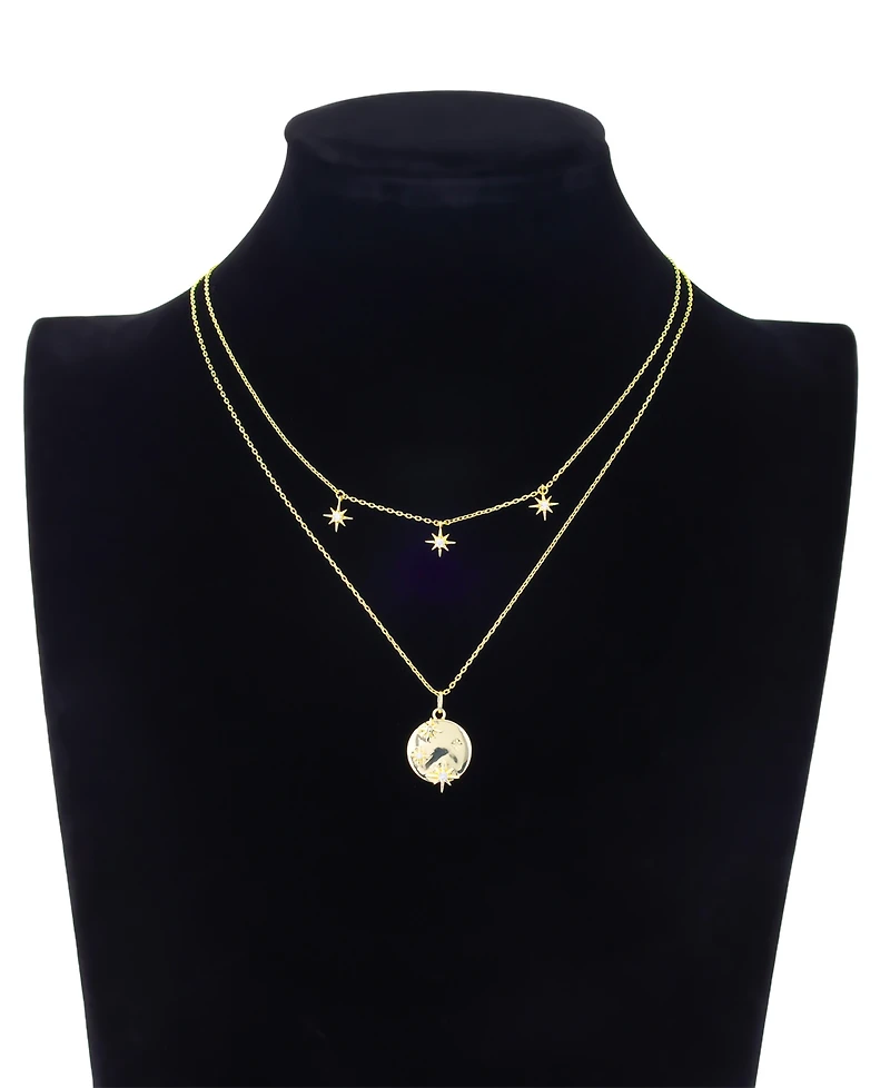 Unwritten Cubic Zirconia Celestial Pendant Layered Necklace Set