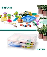 Sorbus 9 Piece Variety Size Clear Stackable Portable Project Case Fits 10"x12" - Snap Closure, Ideal for Board Games, Crafts, and Office
