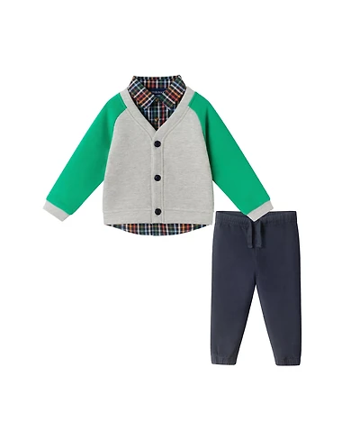 Andy & Evan Baby Boys Grey Cardigan Twill Pant Set