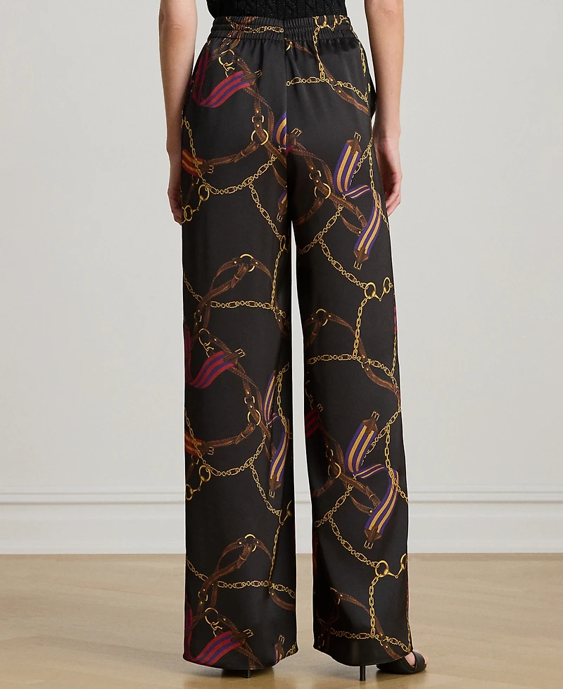 Lauren Ralph Petite Belting Print Wide Leg Pants