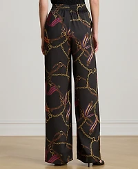 Lauren Ralph Petite Belting Print Wide Leg Pants