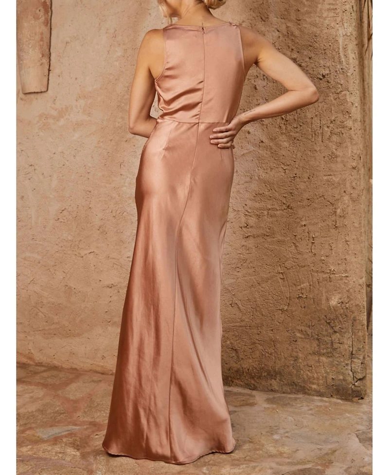 Six Stories Cowl Front Satin Bridesmaid Dress