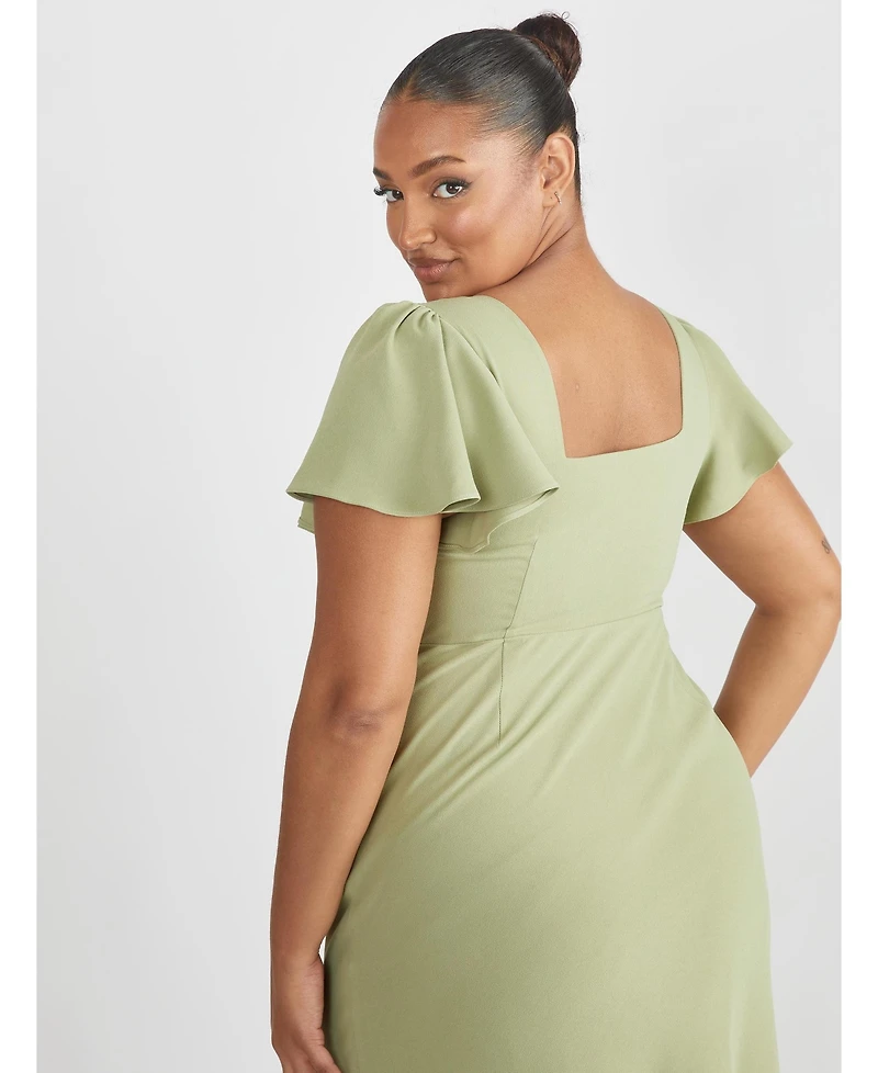 Six Stories Women's Square Neck Crepe Bridesmaid Dress