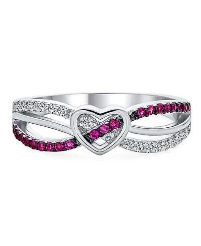 Bling Jewelry Friendship Pink Cz Infinity Band Heart Shape Promise Ring Cubic Zirconia Sterling Silver