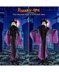 Costway 7.2 Ft Halloween Animatronic Witch with Light up Eyes Creepy Sounds & Movements