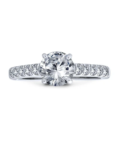 Bling Jewelry Classic 1.75CT Cz Round Solitaire Promise Ring Cubic Zirconia Pave Band .925 Sterling Silver