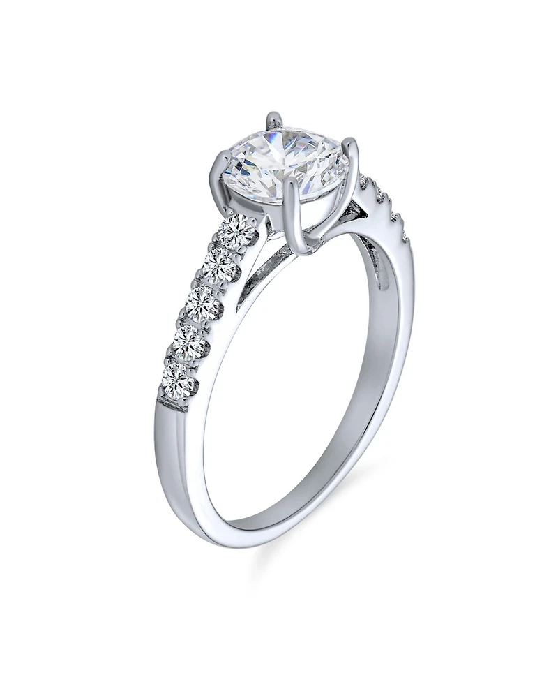 Bling Jewelry Classic 1.75CT Cz Round Solitaire Promise Ring Cubic Zirconia Pave Band .925 Sterling Silver