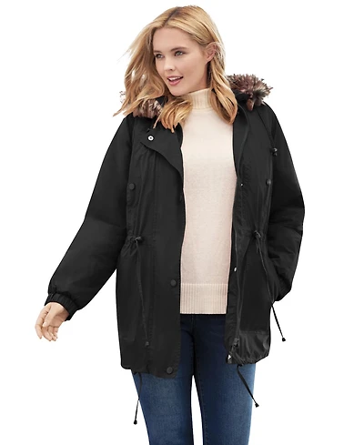 Woman Within Plus Quilt-Lined Taslon Anorak