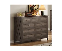 Casainc Wood Storage Cabinet with 9 Drawers and Silver Handle