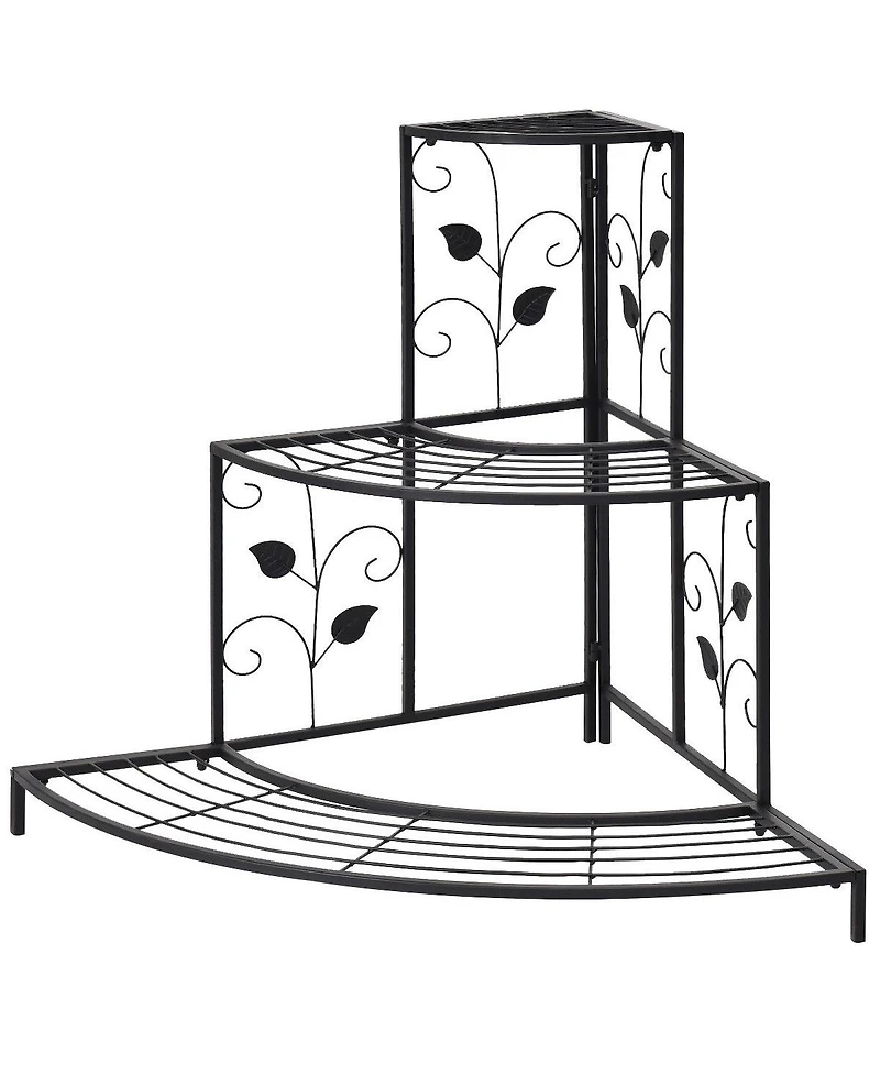 Costway 3 Tier Floral Corner Plant Stand Metal Flower Pot Rack Stair Display Ladder