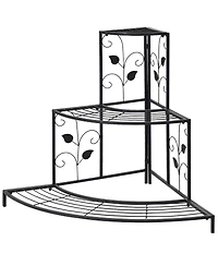 Costway 3 Tier Floral Corner Plant Stand Metal Flower Pot Rack Stair Display Ladder