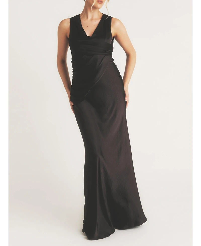 Six Stories Plunge Drape Satin Bridesmaid Dress