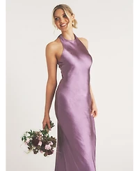 Six Stories Women's Racer Neck Satin Bridesmaid Dress