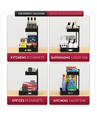 Sorbus 2 Pack 2-Tier Pull-Out Under Sink Organizer and Adhesive Tape - for Kitchen Bathroom