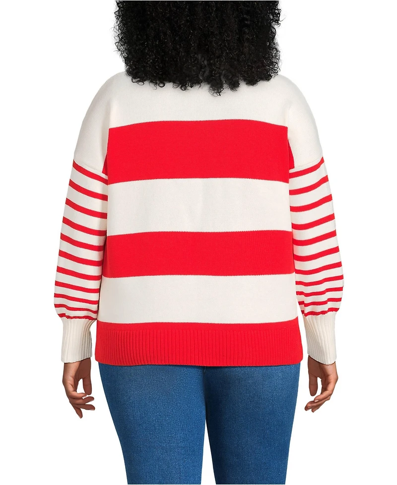 Lands' End Plus Drifter Jersey Crewneck Sweater