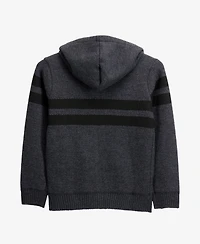Xray Boys Hooded Flannel Lined Full Zip Sweater With Stripes